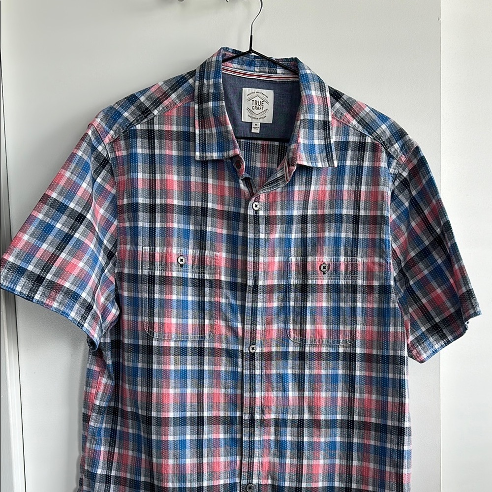 True Craft Casual Button Down Shirt Blue and Red